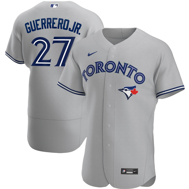 MLB Men Toronto Blue Jays 27 Vladimir Guerrero Jr. Nike Gray Road 2020 Authentic Player Jersey